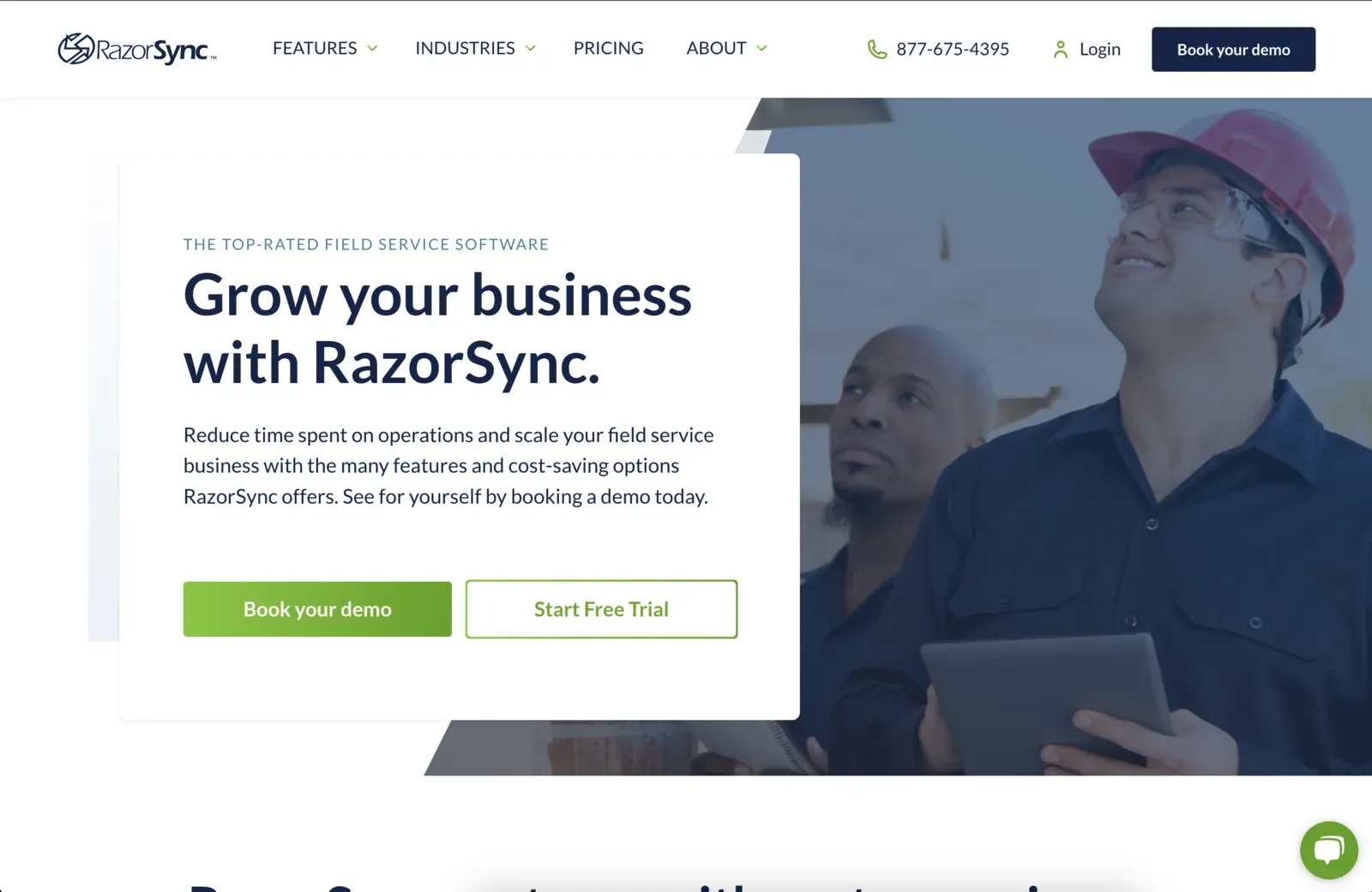 Screenshot of the RazorSync website
